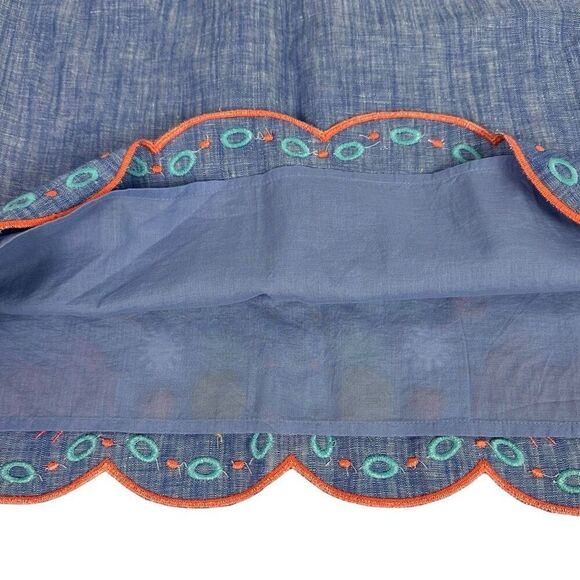 Talbots Embroidered A-Line Skirt size 12 Chambray - Picture 7 of 9
